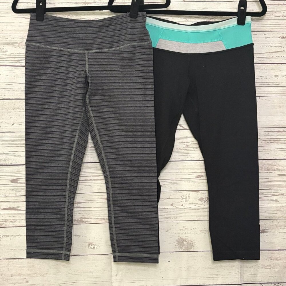 Lululemon Capri Leggings Black Grey 2‎ pack US6
